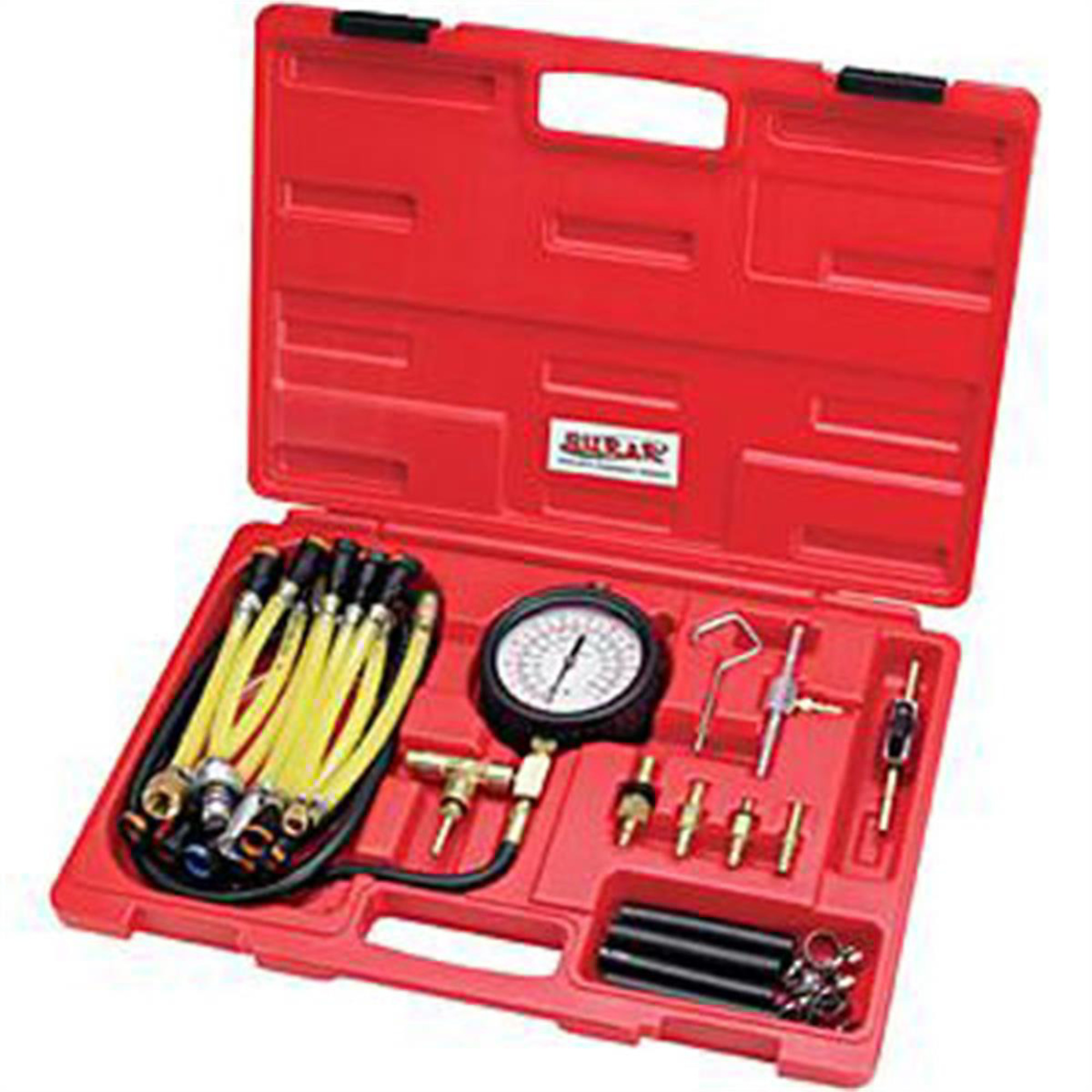 S.U.R.&R. Deluxe Fuel Injection Pressure Tester Kit — Extra Large Gauge, 9ft. Hose, Relief Valve, Model# SRRFPT22